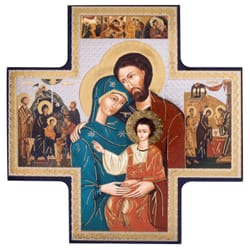 Holy Family Cross Icon, 6 by 6 inches   
