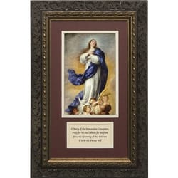 The Immaculate Conception (Matted w/ Prayer in Dark Ornate Frame) 8x14