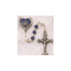 Lourdes Rosary - Blue/White Immitation Pearl Beads