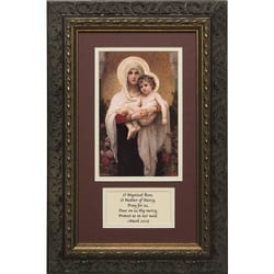Madonna of the Roses (Matted w/ Prayer in Dark Ornate Frame) 8x14