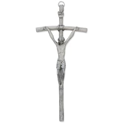 Metal Papal Crucifix - 10 inch