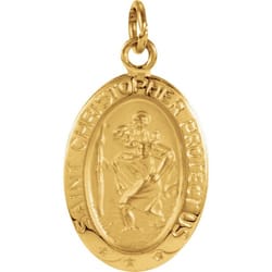 Oval St. Christopher Medal -14K Gold