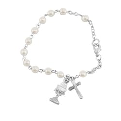 Pearl Bead Communion Bracelet - Sterling Silver