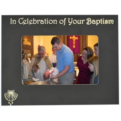 Personalized Baptism Black and Gold Metal Frame - 4 x 6