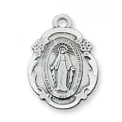 Pewter Miraculous Medal with 18 inch chain