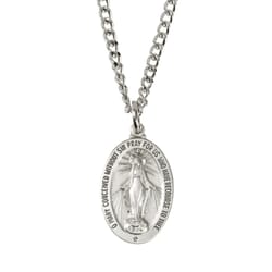 Pewter Miraculous Medal with 24 inch chain