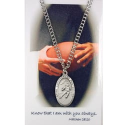 Pewter St. Christopher Medal with Prayer Card - Football