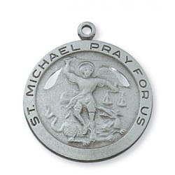 Pewter St. Michael Medal with 24 inch chain