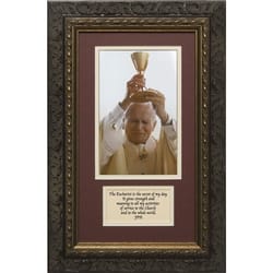 Pope John Paul II (Matted with Quote in Dark Ornate Frame) 8x14