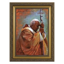 Pope John Paul II Oil Painting by James Langley w/ Gold Frame (7x10)
