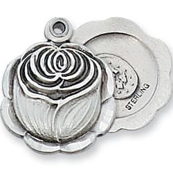 Rosebud Miraculous Medal on 18 inch chain