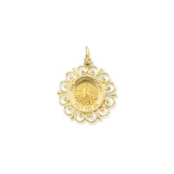 Round Our Lady of Fatima Pendant Medal - 14K Gold