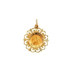 Round Perpetual Help Pendant Medal-14K Gold