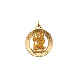 Round St. Christopher Medal-14K Gold