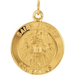 Round St. Florian Medal -14K Gold