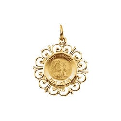 Round St. Francis Pendant Medal-14K Gold