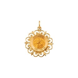 Round St. Gerard Pendant Medal - 14K Gold