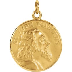 Round St. Jude Thaddeus Pendant Medal-14K Gold