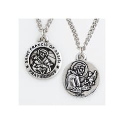 St. Francis of Assisi Pewter Medal, 24 inch Chain
