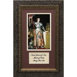 St. Joan of Arc (Matted with Prayer in Dark Ornate Frame) 8x14