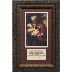 St. Joseph (Matted with Prayer in Dark Ornate Frame) 8x14