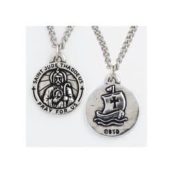 St. Jude Thaddeus Pewter Medal, 24 inch chain