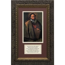 St. Paul, Matted with Prayer in Dark Ornate Frame, by Velazquez (8x14)