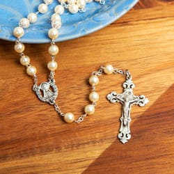 Sterling Silver 6mm Pearl Rosary 