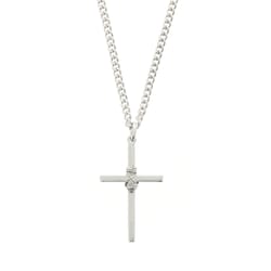 Sterling Silver Cross with Rope on 24 inch Chain