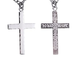 Sterling Silver Engraved Cross with the Lords Prayer with 24 inch chain