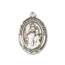 Sterling Silver Our Lady of Consolation Pendant w/ Chain
