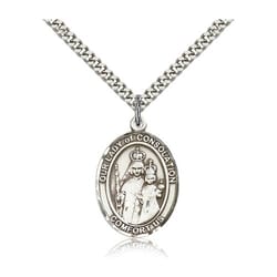 Sterling Silver Our Lady of Consolation Pendant w/ chain