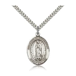 Sterling Silver Our Lady of Guadalupe Pendant w/ 22 inch chain