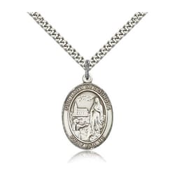 Sterling Silver Our Lady of Lourdes Pendant w/ chain
