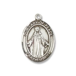 Sterling Silver Our Lady of Peace Pendant w/ Chain
