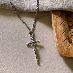 Sterling Silver Papal Crucifix with 24 inch chain