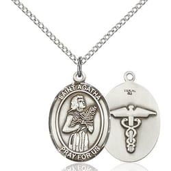 Sterling Silver St. Agatha - Nurse Pendant w/ Chain