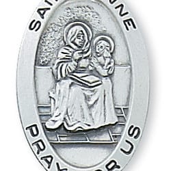 Sterling Silver St. Anne Medal with 18 inch chain