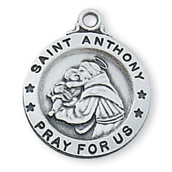 Sterling Silver St. Anthony Medal with 18 inch chain