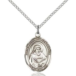 Sterling Silver St. Bede the Venerable Pendant w/ Chain