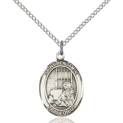 Sterling Silver St. Benjamin Pendant w/ Chain