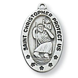 Sterling Silver St. Christopher Medal with 18 inch chain
