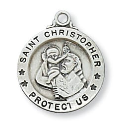 Sterling Silver St. Christopher Medal with 18 inch chain