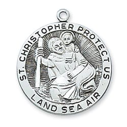 Sterling Silver St. Christopher Medal with 24 inch chain 