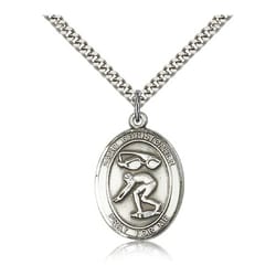 Sterling Silver St. Christopher Medal w/ chain - Swimming