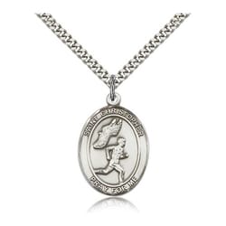 Sterling Silver St. Christopher Medal w/ chain - Track and Field (Male)
