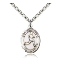 Sterling Silver St. Christopher Medal w/ chain - Track and Field (Male)