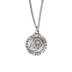Sterling Silver St. Clare Medal with 18 inch chain