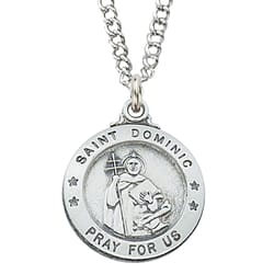 Sterling Silver St. Dominic Medal with 20 inch chain