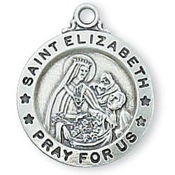 Sterling Silver St. Elizabeth Medal with 18 inch chain